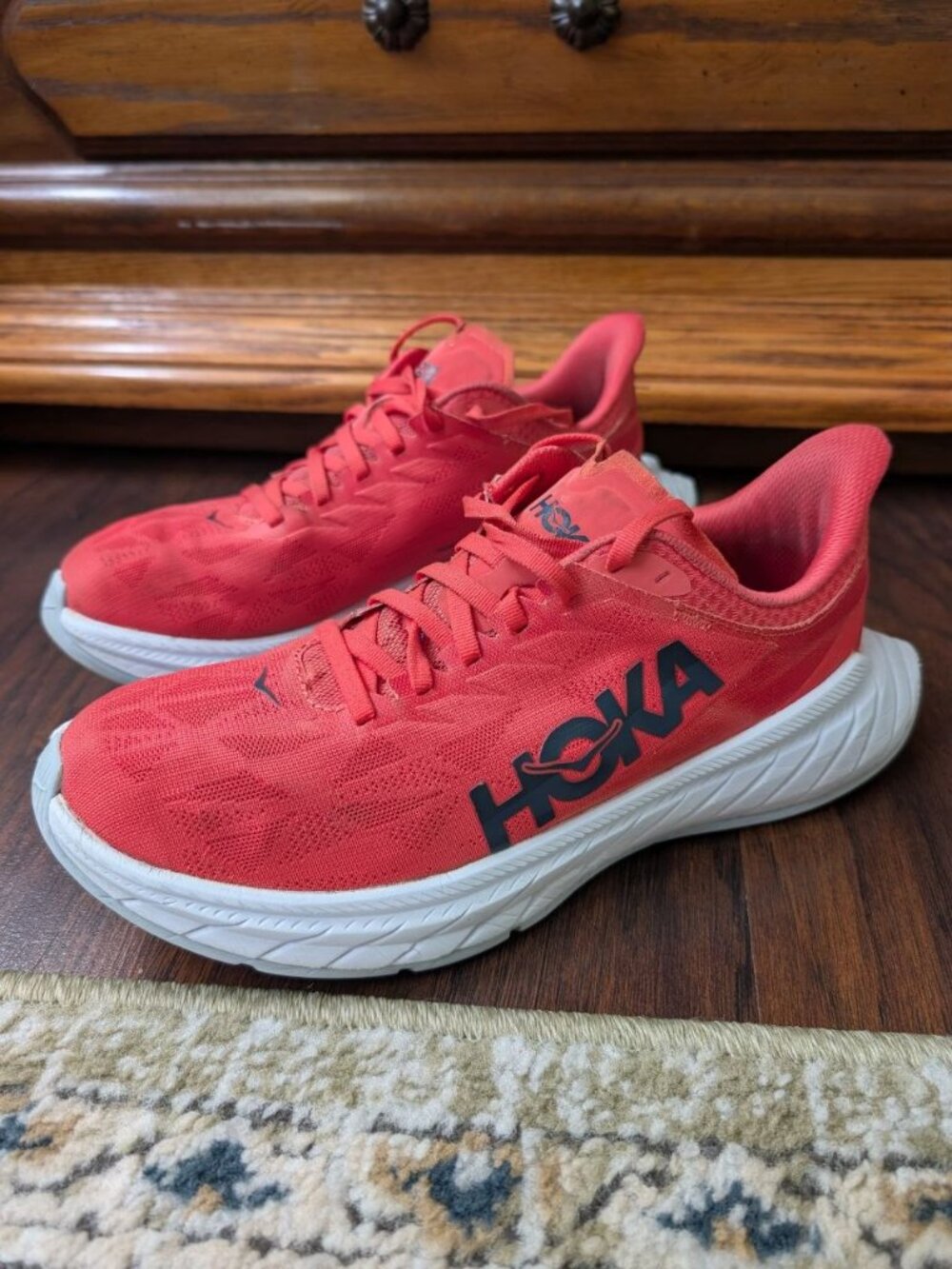 Hoka One One Carbon X 2 Women`s Size 8.5B (Regular) Running Shoes Hot Coral - Picture 2 of 14
